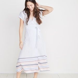 Marine Layer Maddie Wrap Dress Blue Multi Stripe